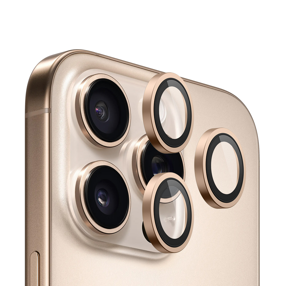 Калъф за iPhone 15 Pro / iPhone 15 Pro Max / iPhone 16 Pro / iPhone 16 Pro Max - Blueo 99 Anti-Reflective Lens Glass - Golden Титаниев