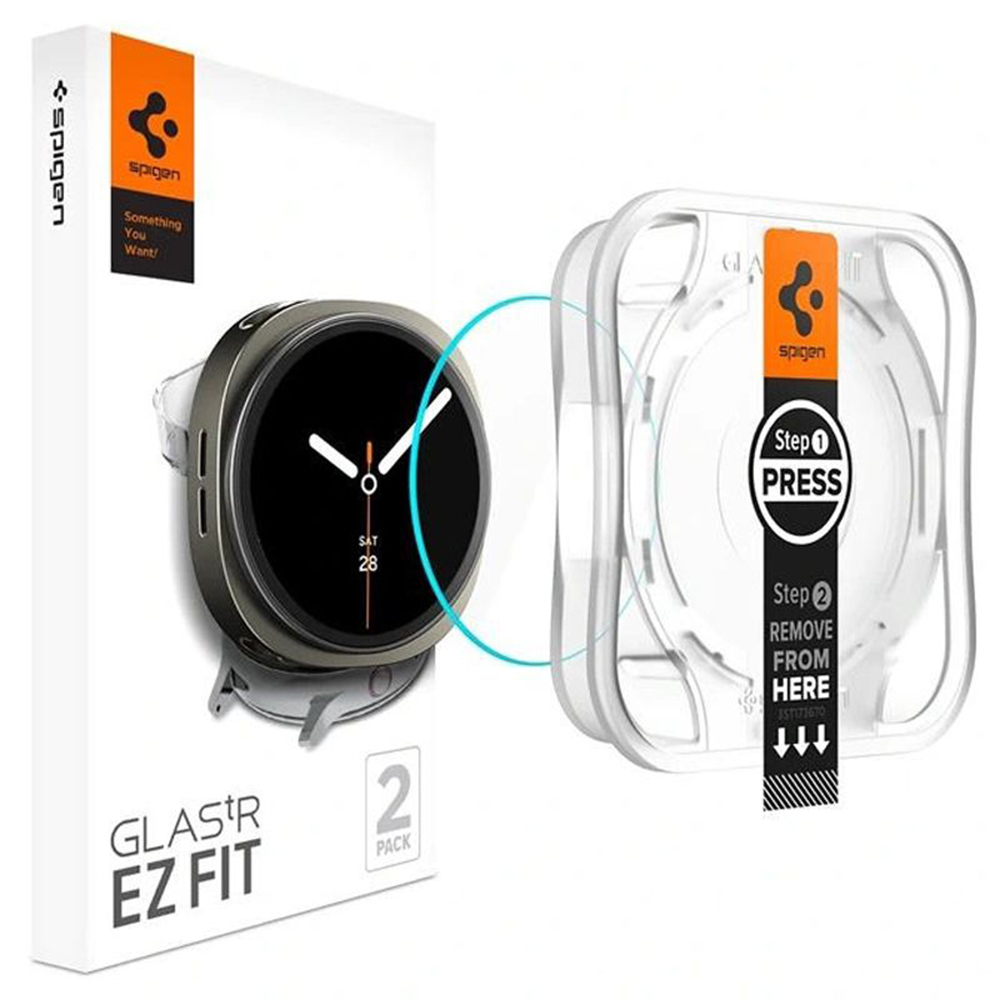Скрийн протектор за Samsung Galaxy Watch8 44 мм (комплект от 2) - Spigen Glas.TR EZ FIT (AGL09876) - Прозрачен