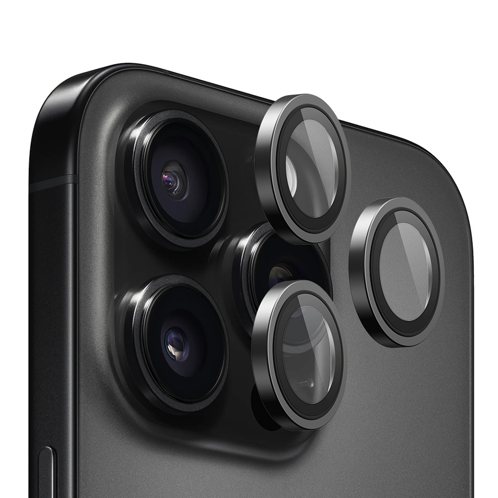 Калъф за iPhone 16 Pro / iPhone 16 Pro Max - Blueo Original Metal Frame Protector Lens - Черен Титаниев