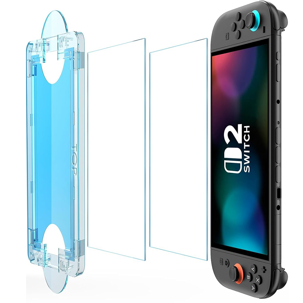 Протектор за Nintendo Switch 2 с апликатор, 9H (комплект от 2) - Techsuit SwitchAura (NS1) - Прозрачен