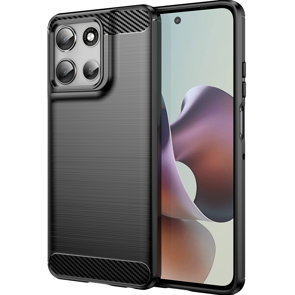 Калъф за Motorola Moto G56 - Techsuit Carbon Silicone - Черен