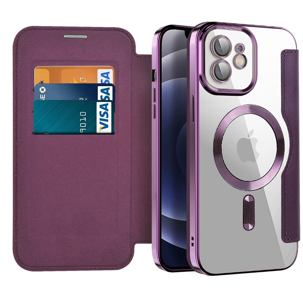 Калъф за iPhone 12 - Techsuit SmartMag Book Case - Лилав