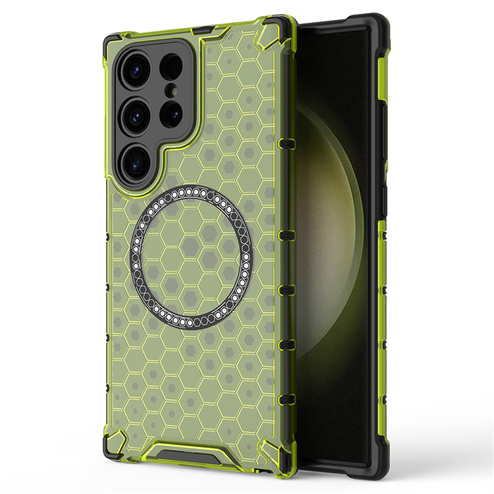 Прозрачен калъф за Samsung Galaxy S25 Ultra - Techsuit HoneyComb Shield MagSafe - Lime Зелен