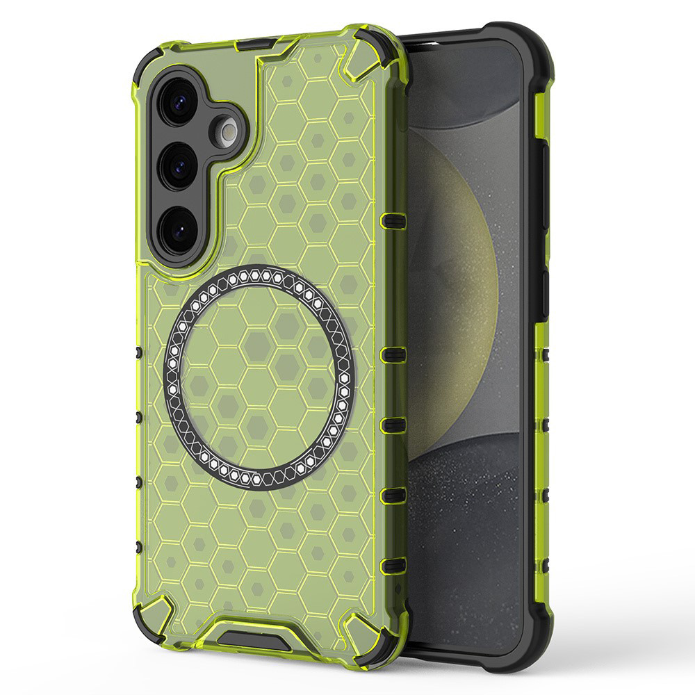 Прозрачен калъф за Samsung Galaxy S25 - Techsuit HoneyComb Shield MagSafe - Lime Зелен