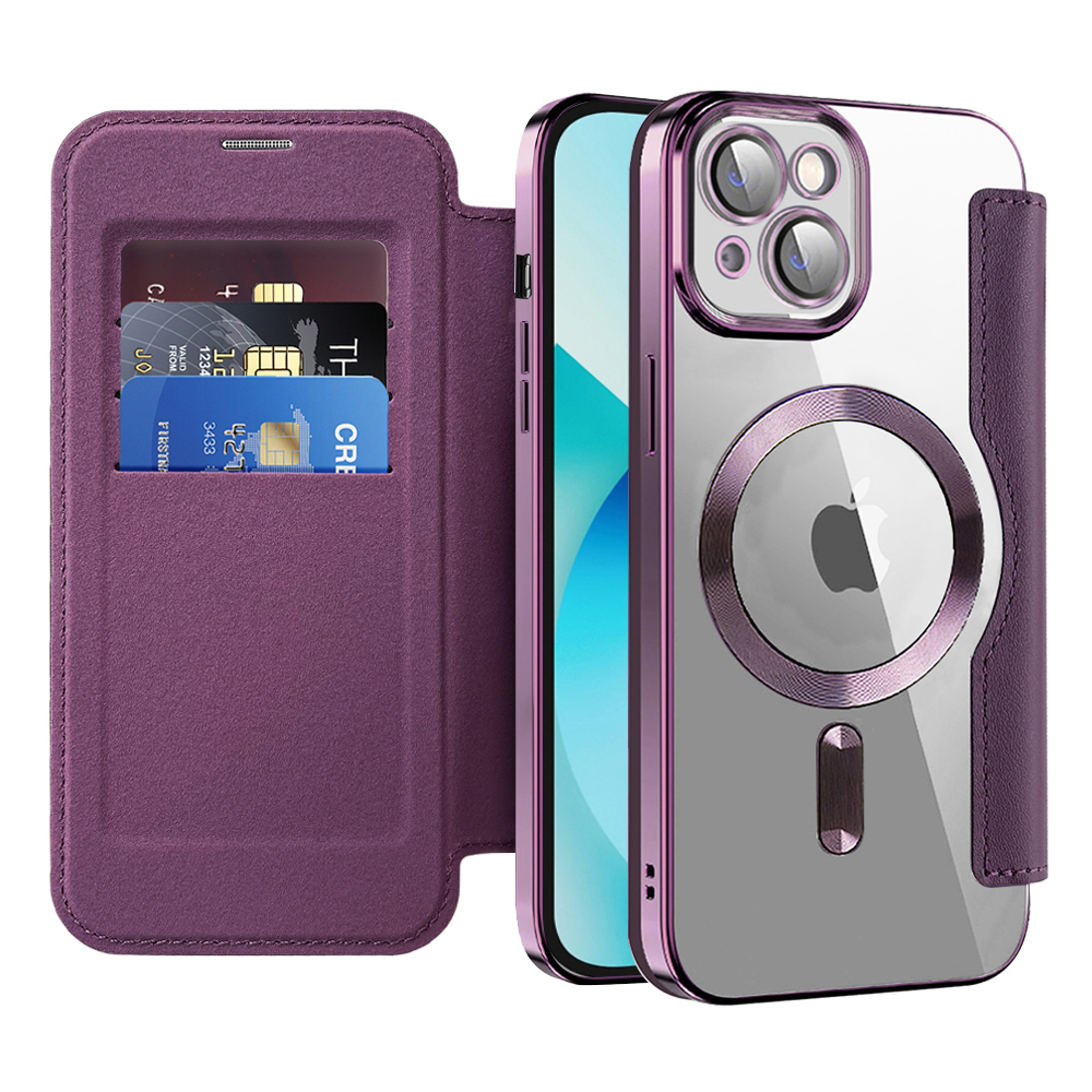 Калъф за iPhone 13 - Techsuit SmartMag Book Case - Лилав