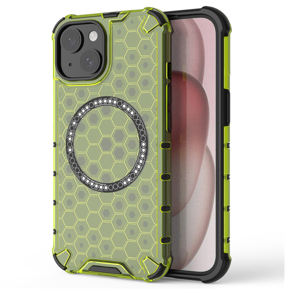 Прозрачен калъф за iPhone 14 - Techsuit HoneyComb Shield MagSafe - Lime Зелен