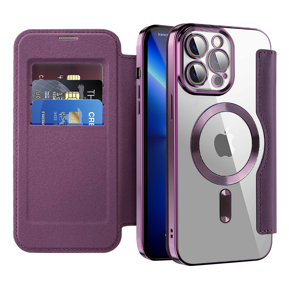 Калъф за iPhone 13 Pro - Techsuit SmartMag Book Case - Лилав