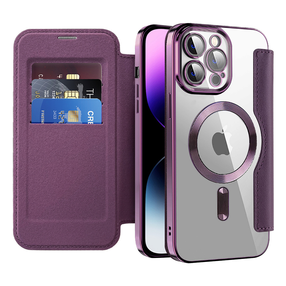Калъф за iPhone 14 Pro Max - Techsuit SmartMag Book Case - Лилав