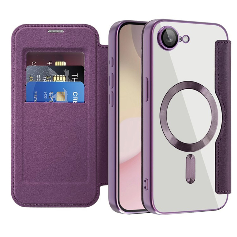 Калъф за iPhone 16e / iPhone 17e - Techsuit SmartMag Book Case - Лилав