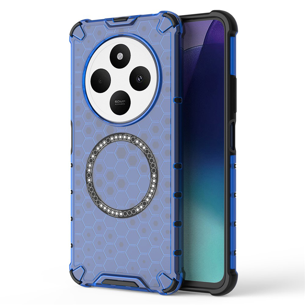 Прозрачен калъф за Xiaomi Redmi 14C / Poco C75 - Techsuit HoneyComb Shield MagSafe MagSafe - Син