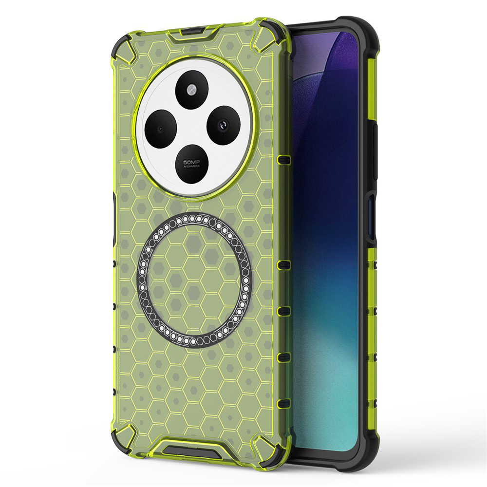 Прозрачен калъф за Xiaomi Redmi 14C / Poco C75 - Techsuit HoneyComb Shield MagSafe MagSafe - Lime Зелен