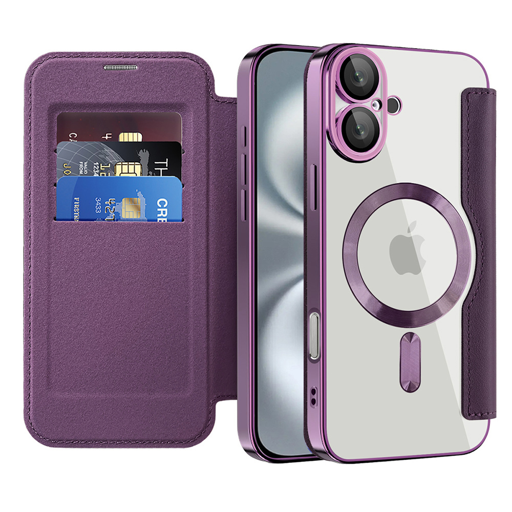 Калъф за iPhone 16 - Techsuit SmartMag Book Case - Лилав
