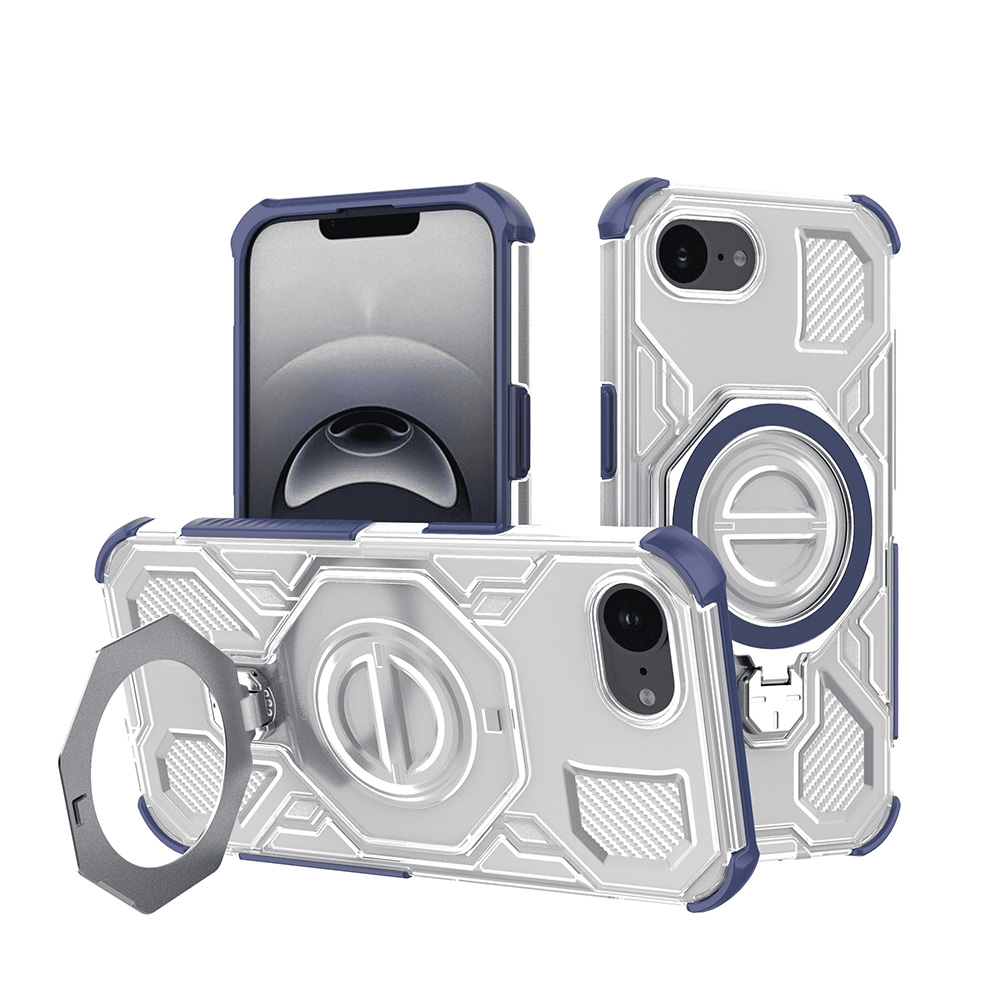 Калъф за iPhone 16e / iPhone 17e - Techsuit Carbon Shield PRO - син прозрачен