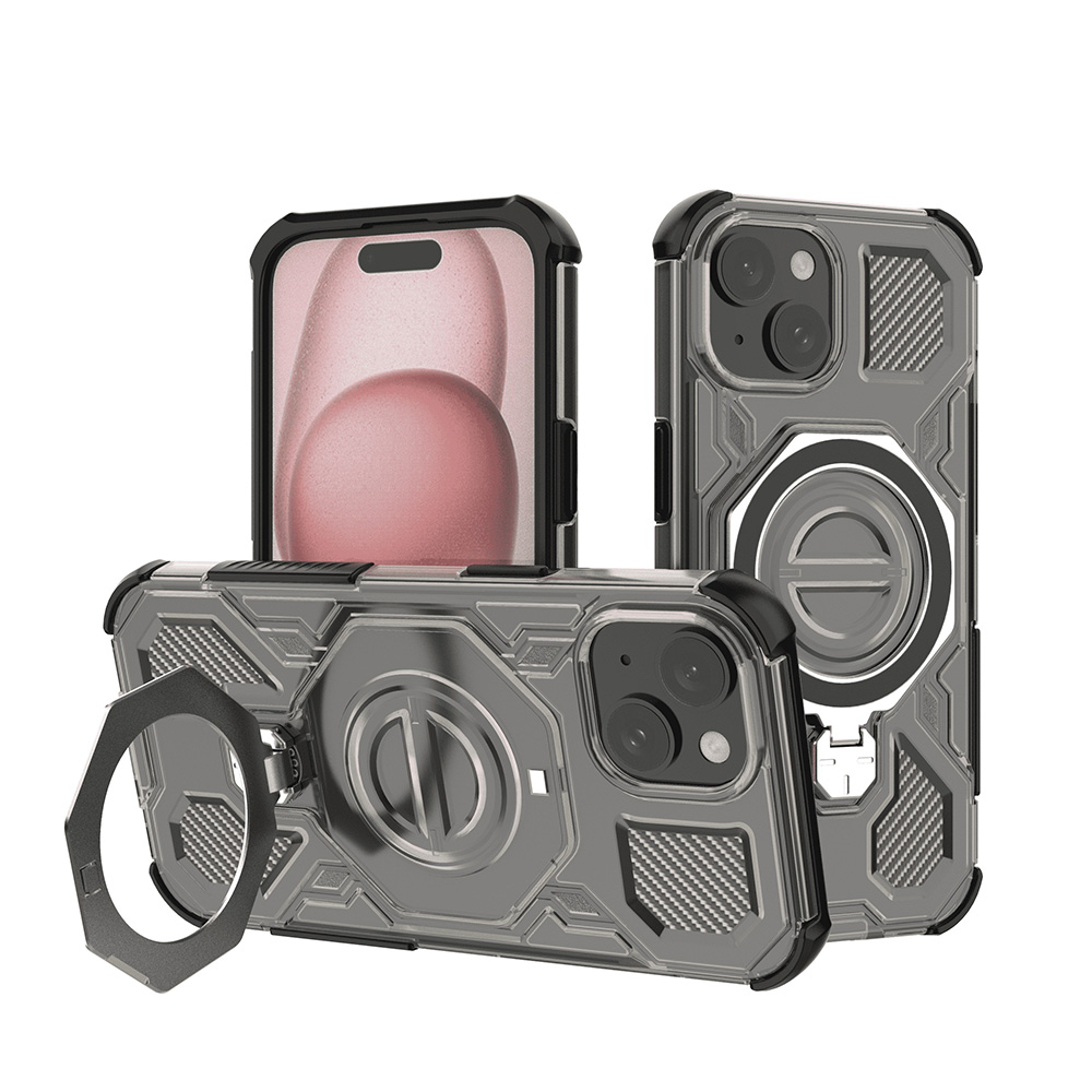 Калъф за iPhone 15 - Techsuit Carbon Shield PRO - Smoke Черен