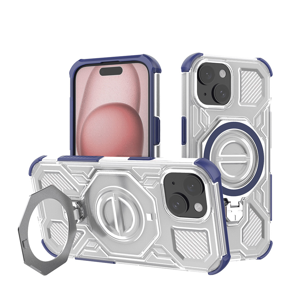 Калъф за iPhone 15 - Techsuit Carbon Shield PRO - син прозрачен