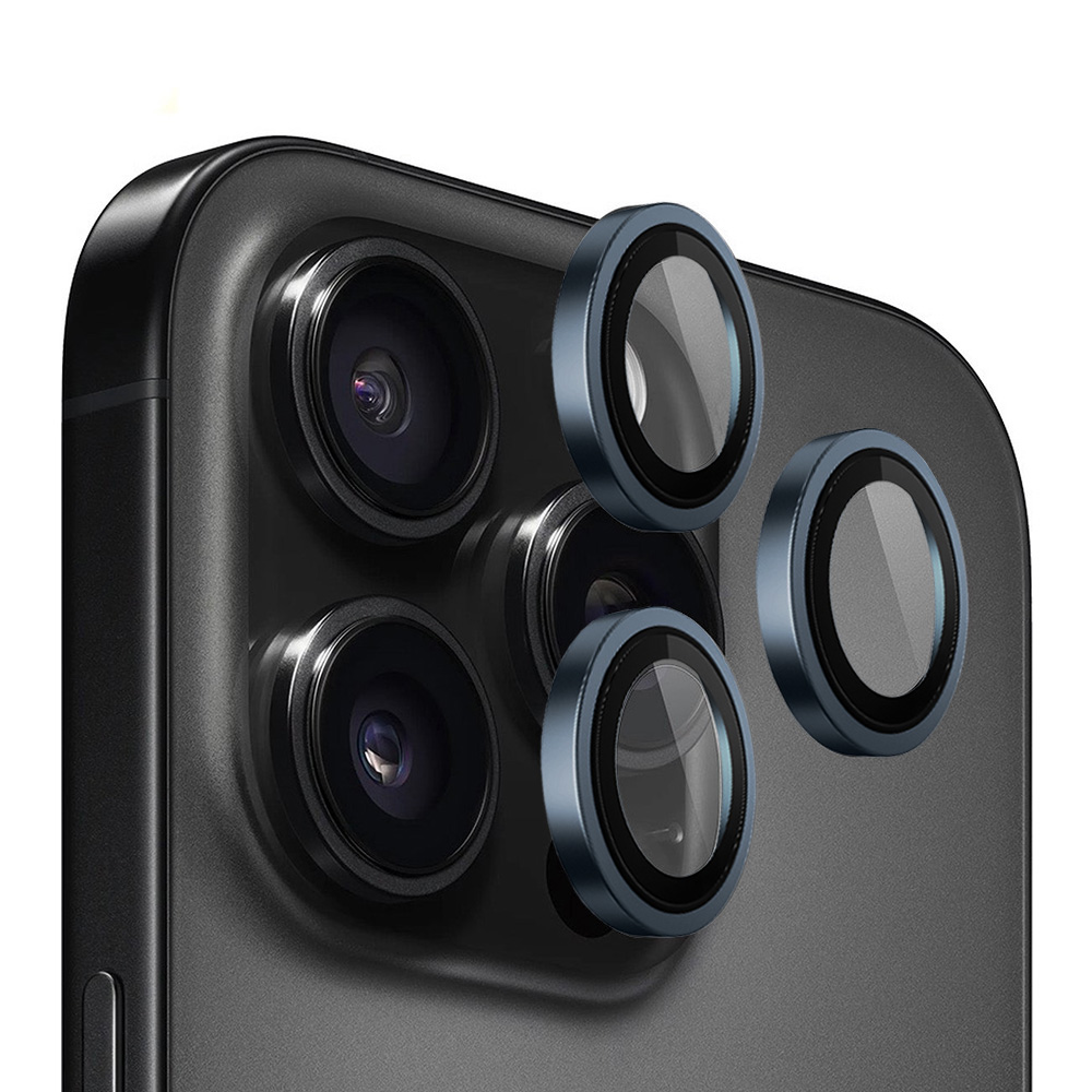 Калъф за iPhone 15 Pro Max - Blueo Original Metal Frame Lens Protector - Син