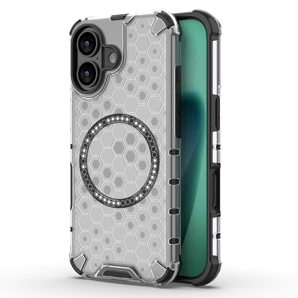Прозрачен калъф за iPhone 17 - Techsuit HoneyComb Shield MagSafe - Бял