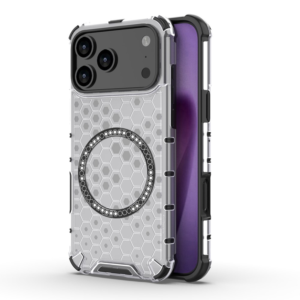 Прозрачен калъф за iPhone 17 Pro - Techsuit HoneyComb Shield MagSafe - Бял