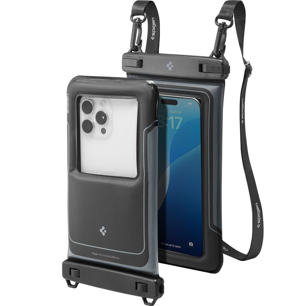 Универсален калъф за телефон (комплект от 2) - Spigen Waterproof Case A611P (ACS09348) - матово черно