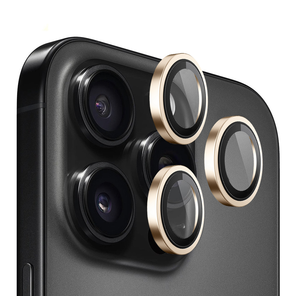 Калъф за iPhone 13 Pro / iPhone 13 Pro Max - Blueo Original Metal Frame Lens Protector - Golden