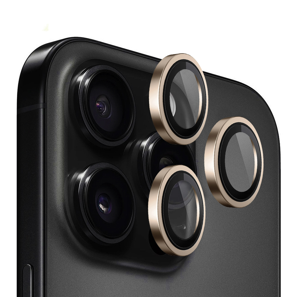 Калъф за iPhone 16 Pro / iPhone 16 Pro Max - Blueo Original Metal Frame Protector Lens - Golden Титаниев