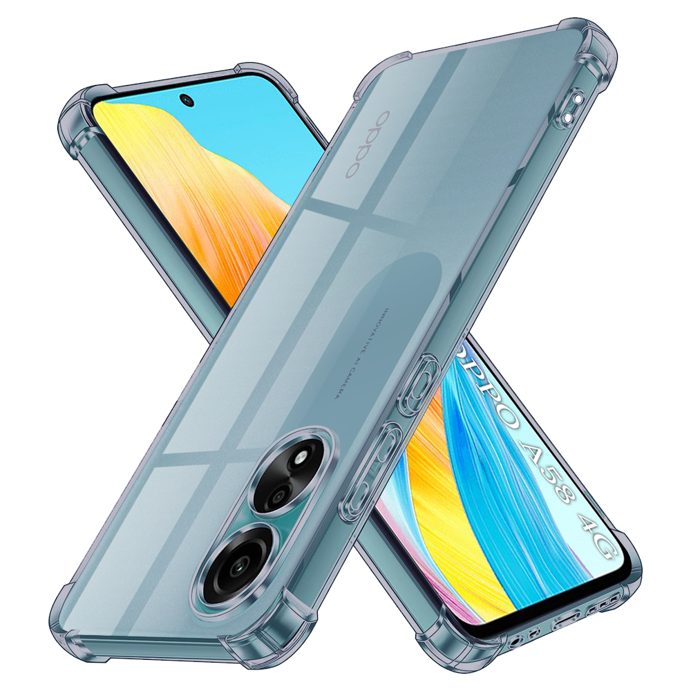 Калъф за Oppo A58 4G - Techsuit Shockproof Прозрачен Silicone - Smoke Черен