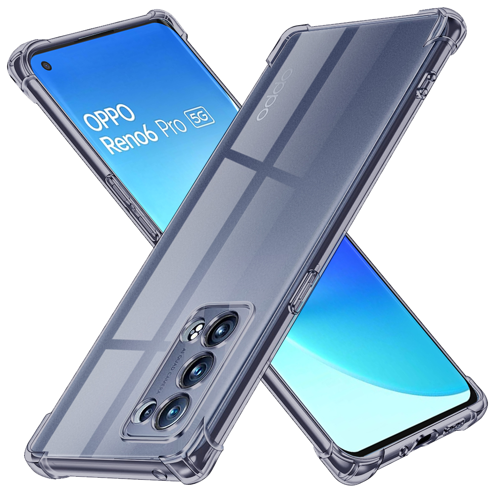Калъф за Oppo Reno6 Pro 5G (Snapdragon) - Techsuit Shockproof Прозрачен Silicone - Smoke Черен