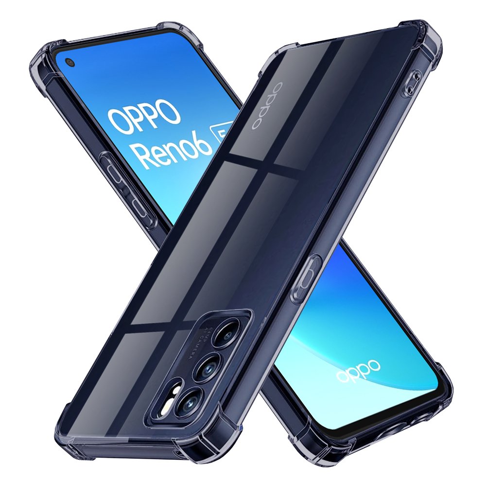 Калъф за Oppo Reno6 5G - Techsuit Shockproof Прозрачен Silicone - Smoke Черен