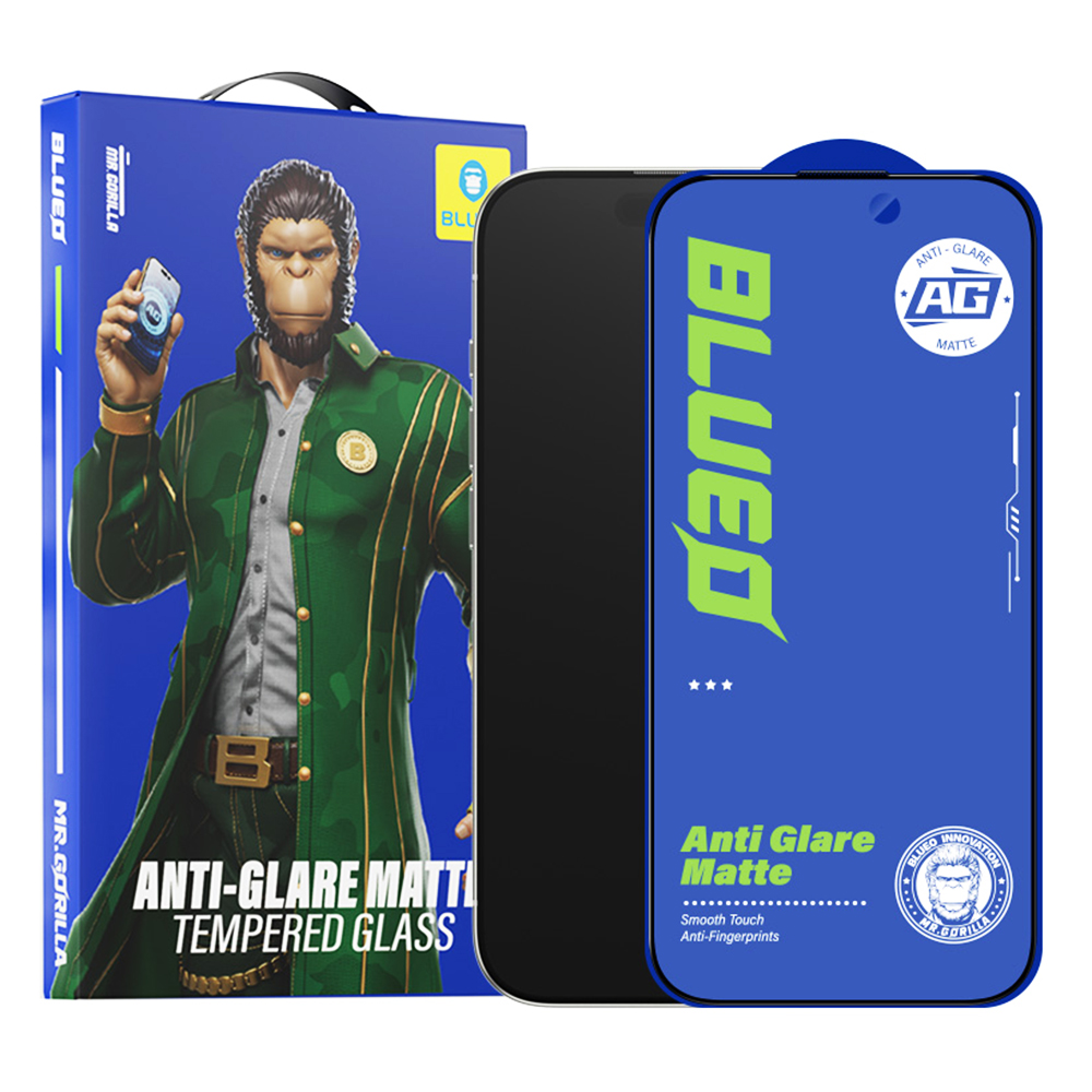 Калъф за iPhone 15 Pro Max - Blueo Anti-Glare Matte Matte Glass - Черен