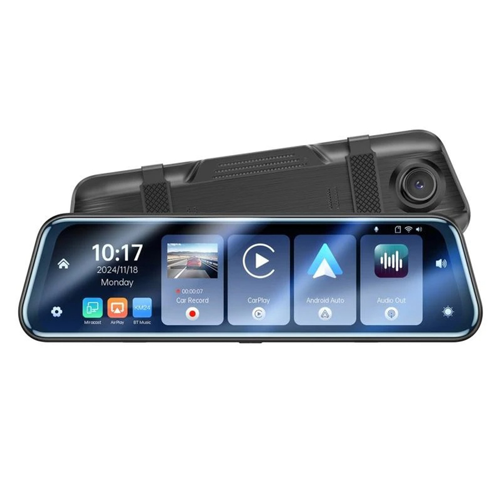 Интелигентно огледало за кола с камера, Carplay, Android Auto, AirPlay, BT5.2 - Yesido (KM24) - черно