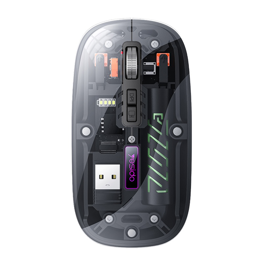Прозрачна мишка, 2.4G + Bluetooth, 1600DPI, 400mAh - Yesido (KB29) - Черен