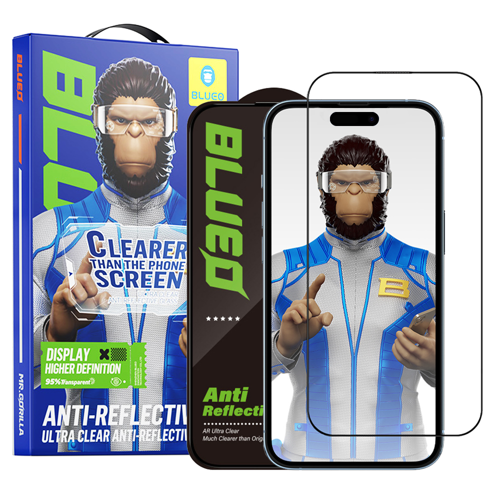 Калъф за iPhone 15 Pro Max - Blueo Anti-Reflective HD Glass - Черен