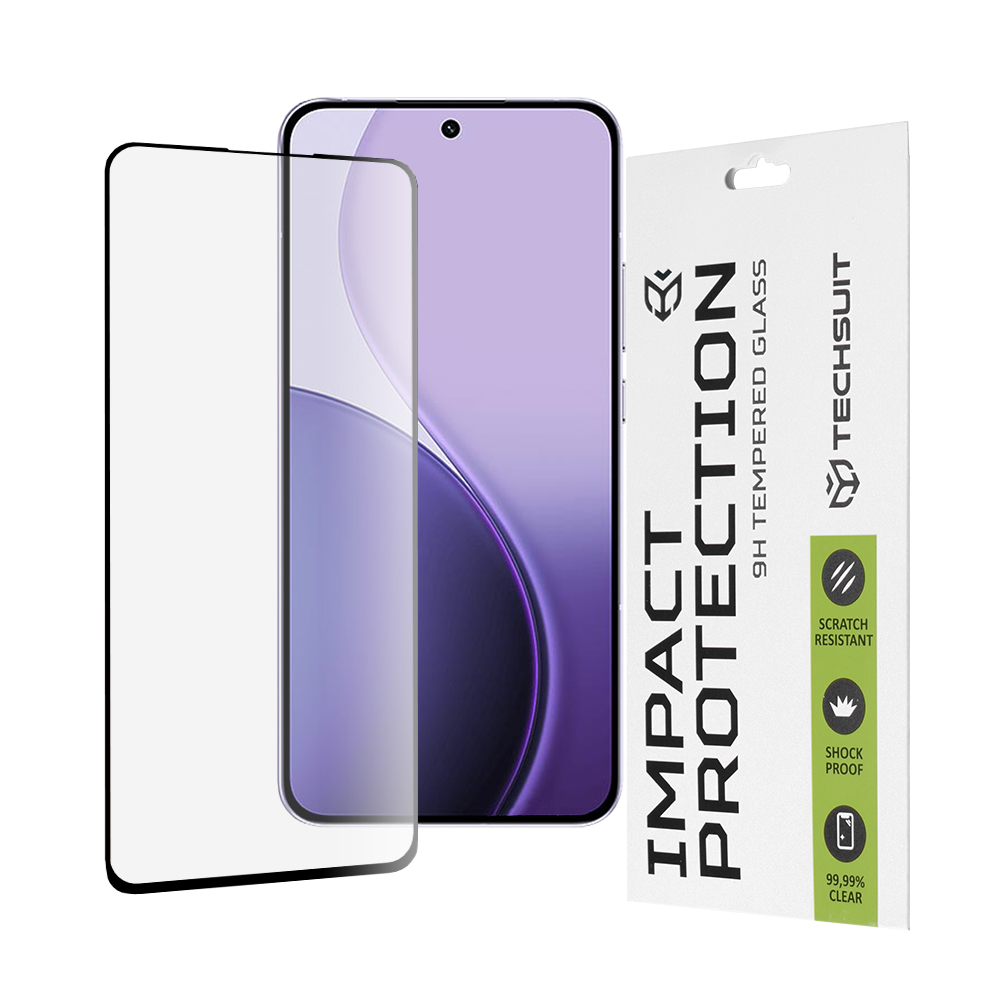 Oppo Reno14 F / Reno14 FS 5G - Techsuit 111D Full Cover / Full Glue Glass - Черен