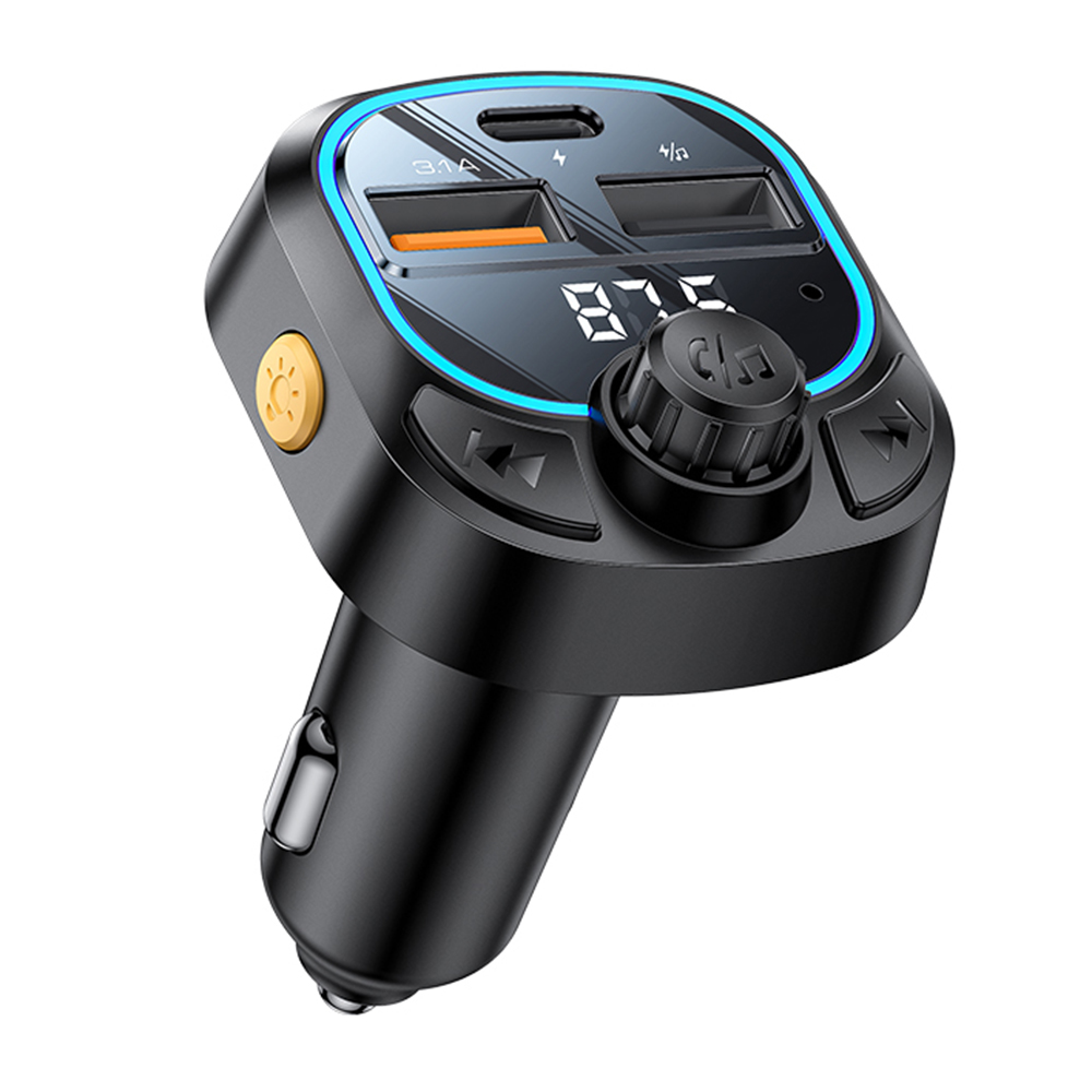 Адаптер за кола, Bluetooth 5.3, FM модулатор, USB-C + USB-A, 15W - Yesido (Y70) - Черен