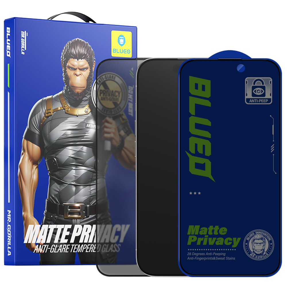 Калъф за iPhone 15 Pro Max - Blueo Anti-Peep Privacy Glass - матово черно