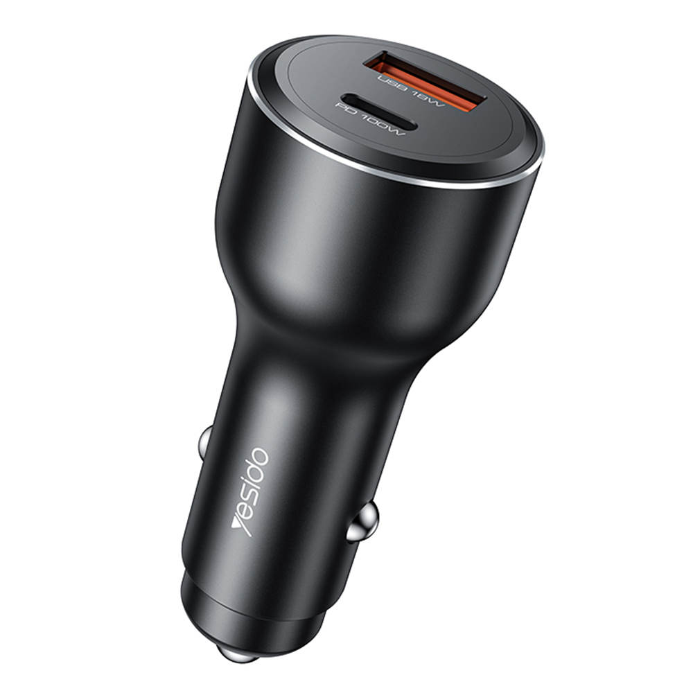 Зарядно за кола, Type-C + USB-A, Супер бързо зареждане - Yesido (Y65) - Черно