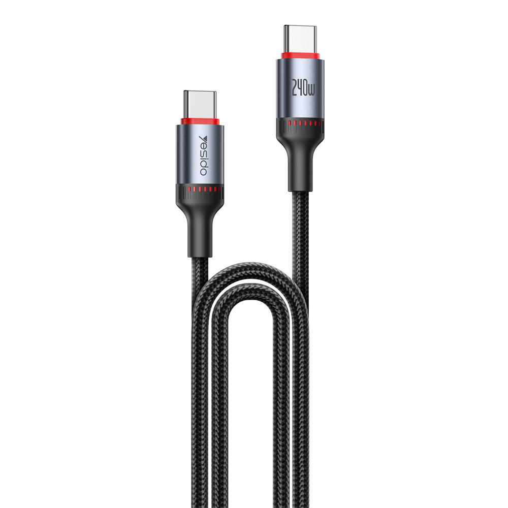 Кабел за зареждане Char, Type-C към Type-C, 240W, 480Mbps, 1,2m - Yesido (CA185) - Черен