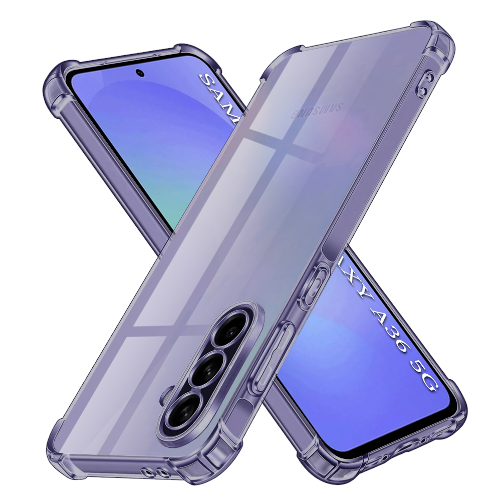 Калъф за Samsung Galaxy A36 5G - Techsuit Shockproof Прозрачен Silicone - Smoke Черен