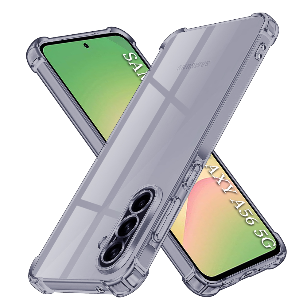 Калъф за Samsung Galaxy A56 5G - Techsuit Shockproof Прозрачен Silicone - Smoke Черен