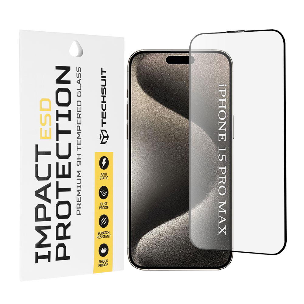 Калъф за iPhone 15 Pro Max - Techsuit ESD Glass - Черен