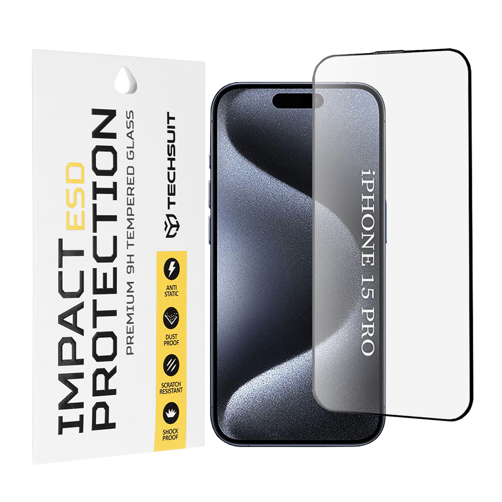 Калъф за iPhone 15 Pro - Techsuit ESD Glass - Черен