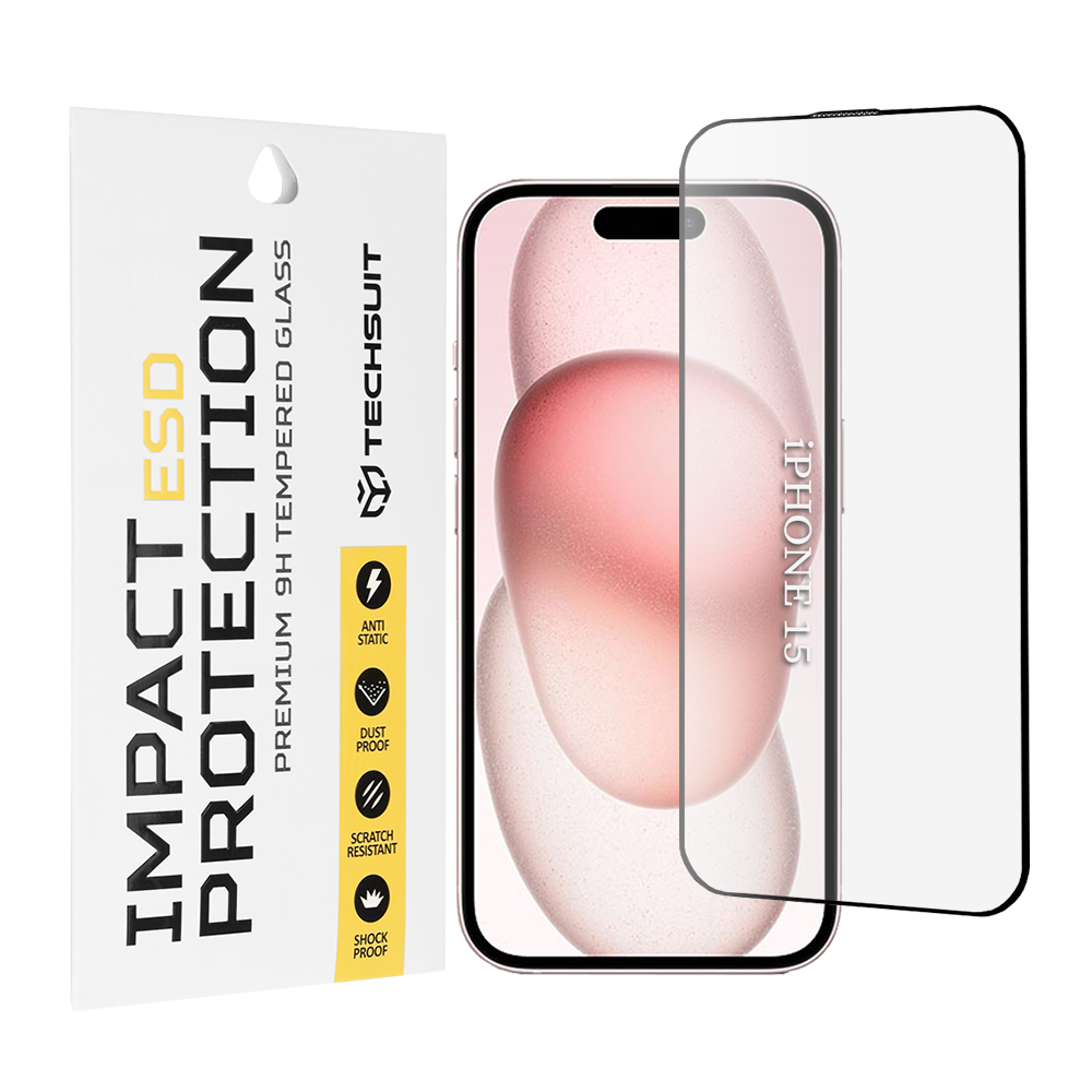 Калъф за iPhone 15 / iPhone 16 - Techsuit ESD Glass - Черен