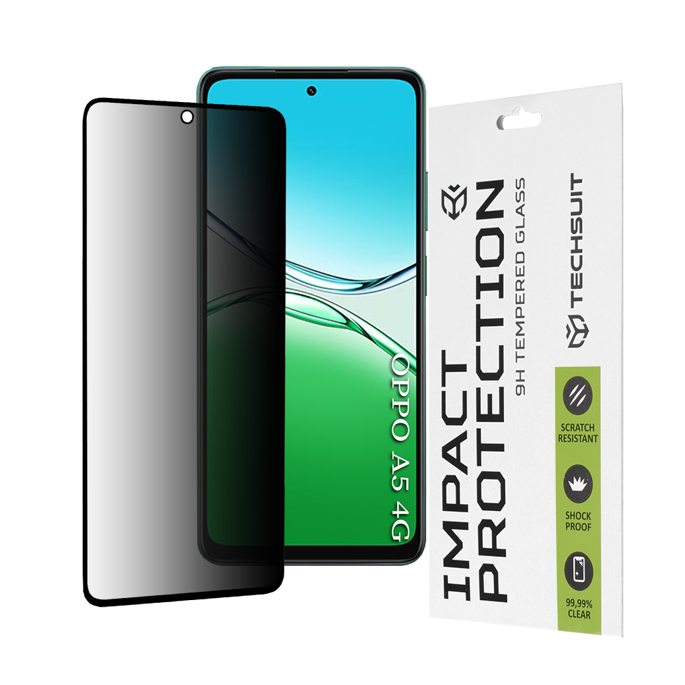 Калъф за Oppo A5 4G / A5 5G - Techsuit 111D Privacy Full Glue - Черен