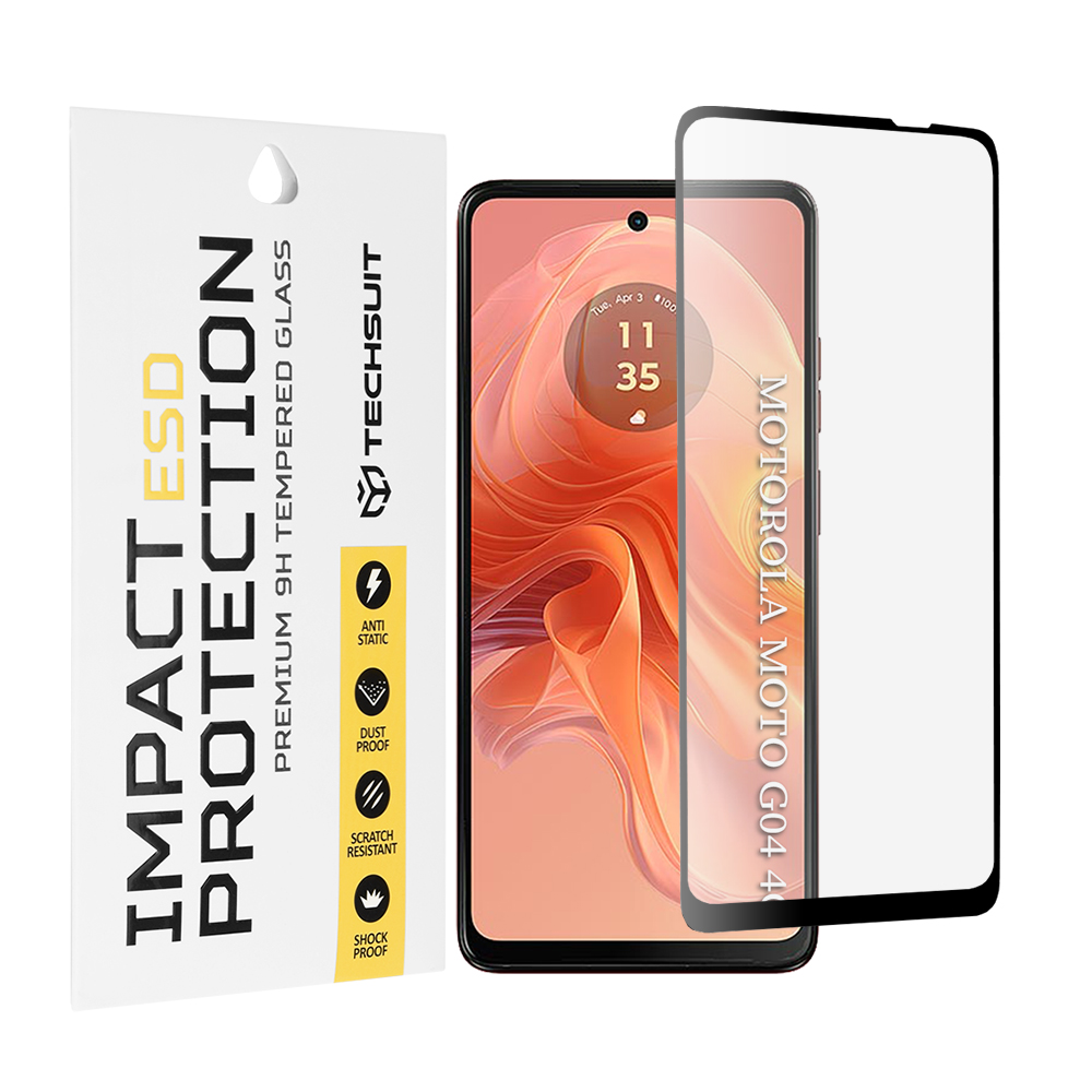 Капак за Motorola Moto G04 / G04s / Moto G24 / Moto G24 Power / Moto E14 - Techsuit ESD Glass - Черен