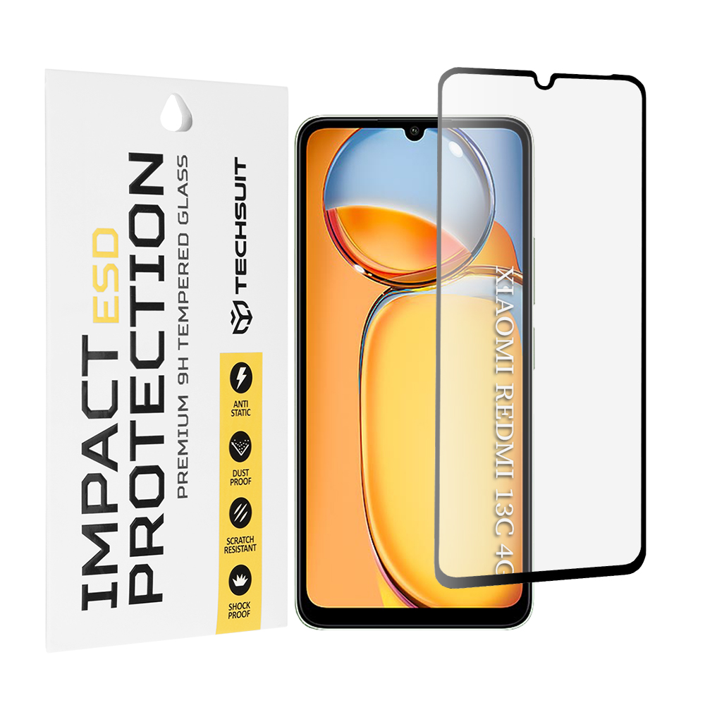 Калъф за Xiaomi Redmi 13C 4G / Redmi 13C 5G / Poco C65 - Techsuit ESD Glass - Черен
