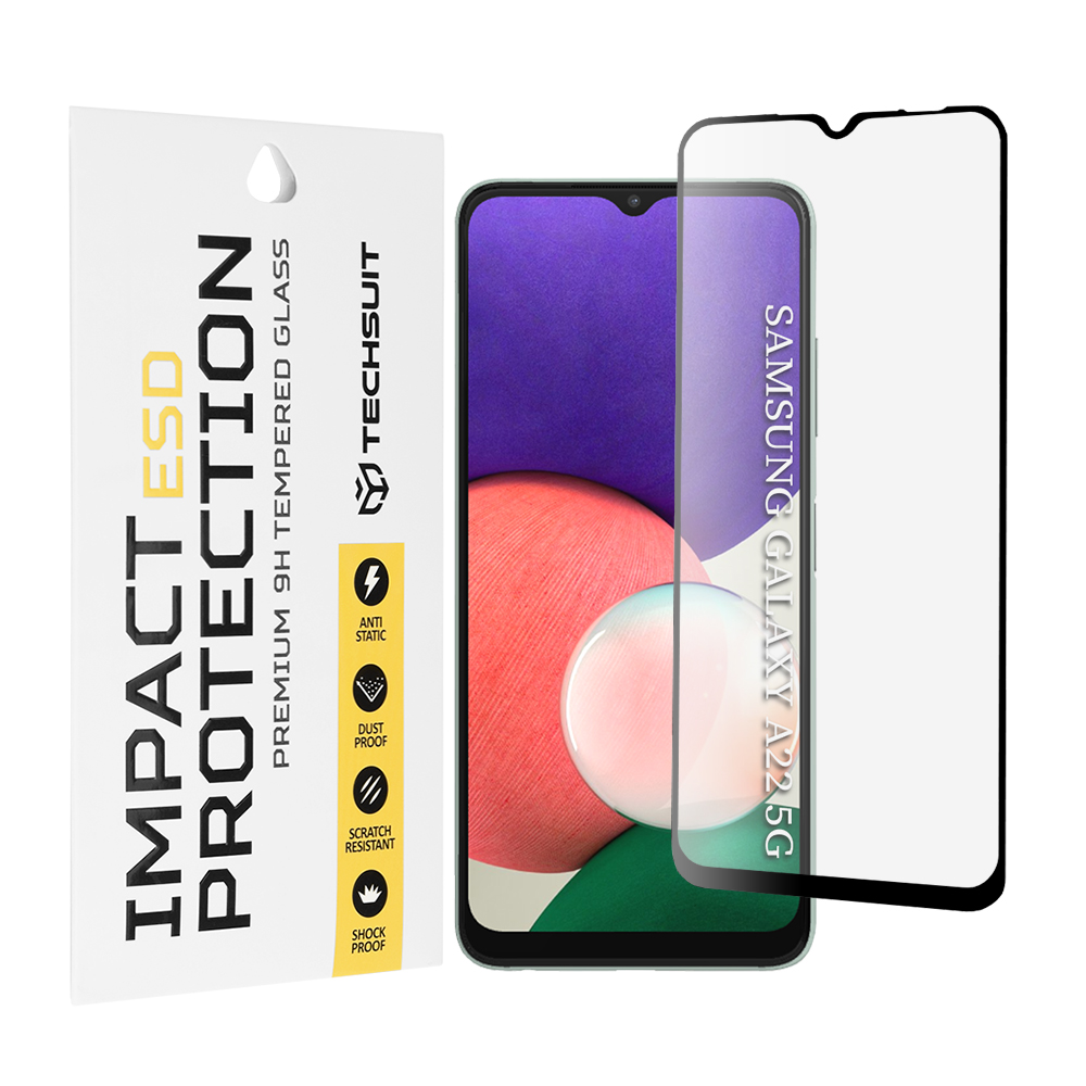 Капак за Samsung Galaxy A22 5G - Techsuit ESD Glass - Черен