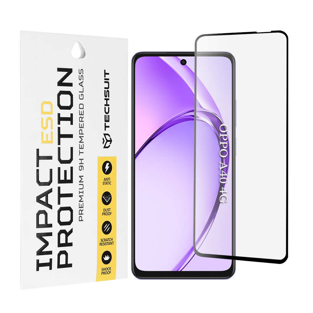 Капак за Oppo A40 4G / A60 5G - Techsuit ESD Glass - Черен
