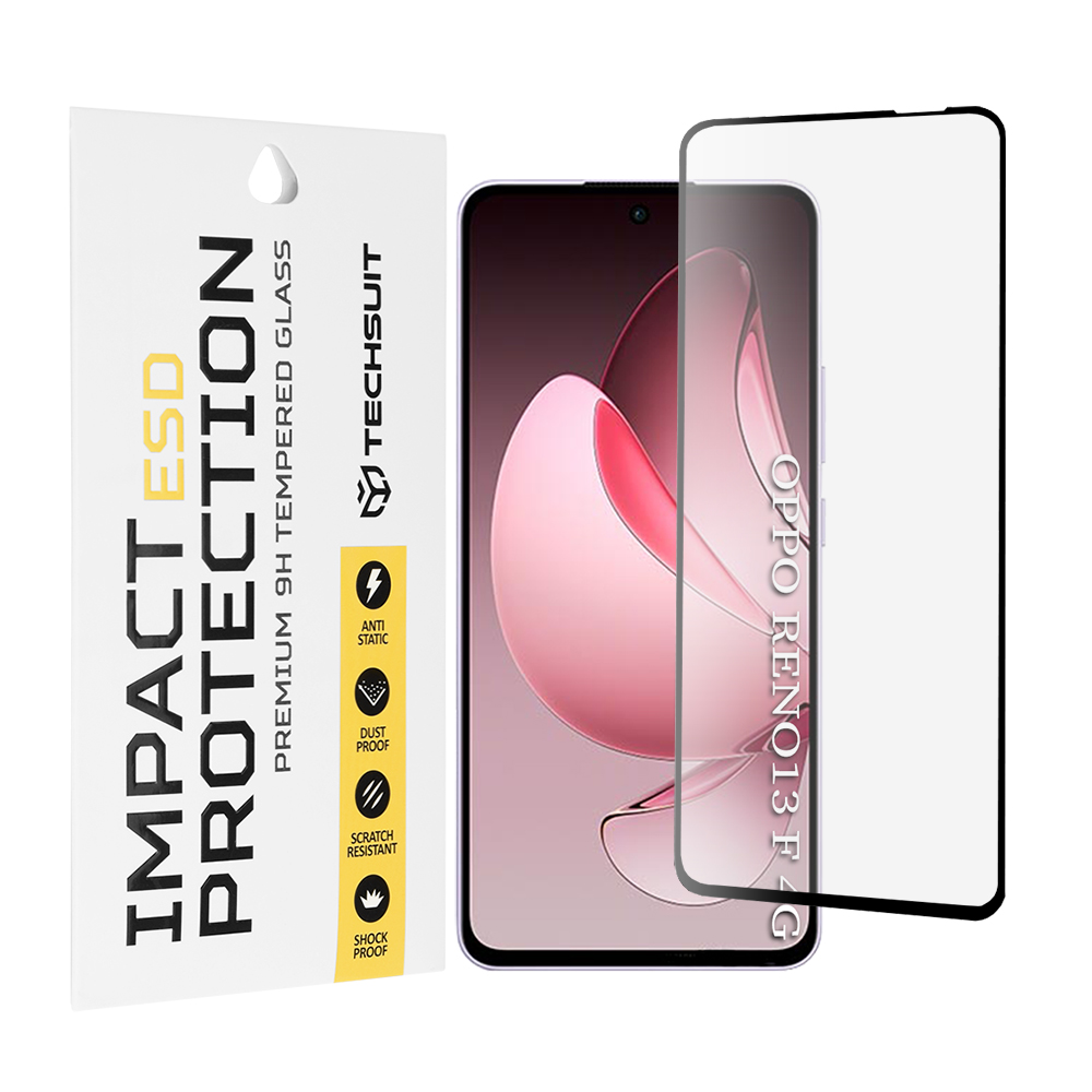 Капак за Oppo Reno13 F 4G / Reno13 F 5G / Reno13 FS 5G - Techsuit ESD Glass - Черен