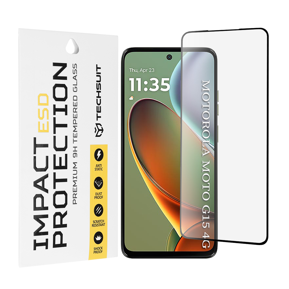 Капак за Motorola Moto Moto G15 / G15 Power / G17 / G17 Power - Techsuit ESD Glass - Черен