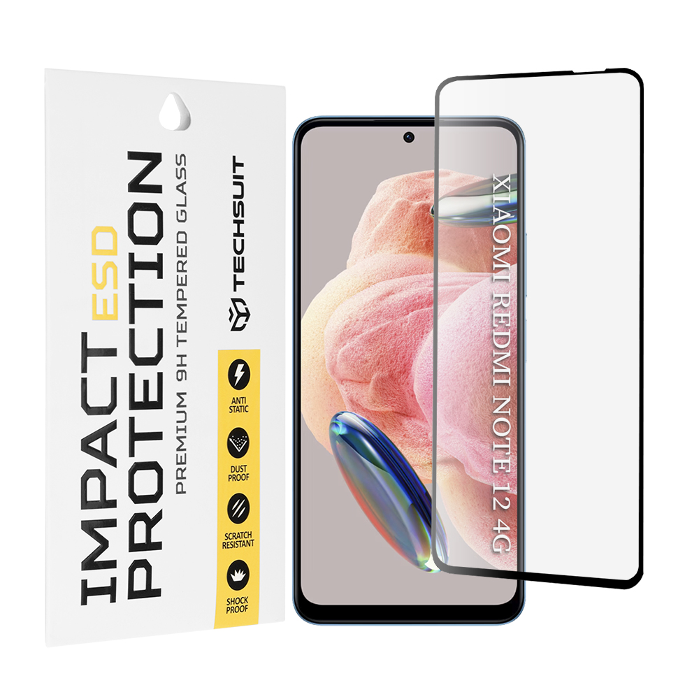 Капак за Xiaomi Redmi Note 12 4G / 12 5G / Poco X5 - Techsuit ESD Glass - Черен